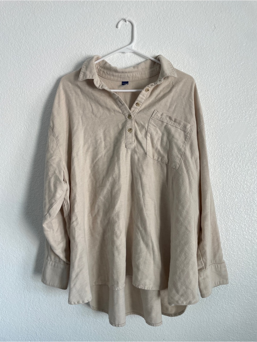 old navy maternity oversized top in cream